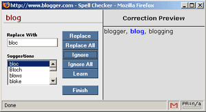 Blogger spell check